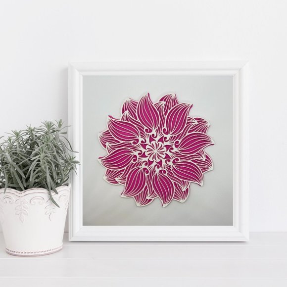 3D Layered Pink Flower Mandala Home Décor - Picture 1 of 2